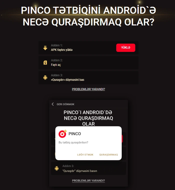 Pinco APK yüklə Azərbaycan Android üçün Pinco casino app download